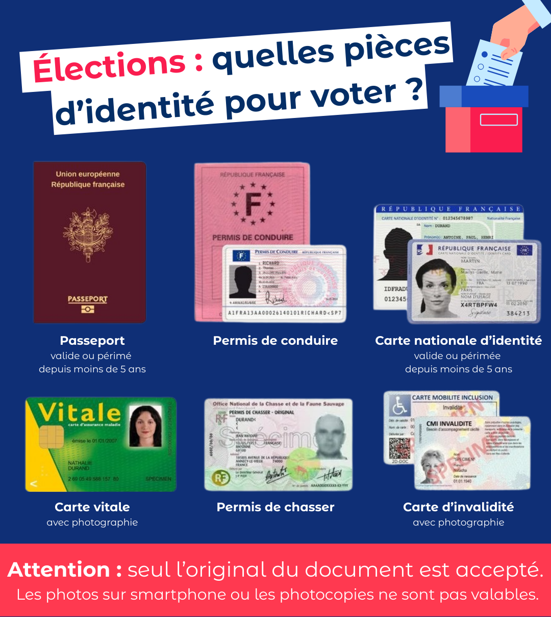quelles pièces d'identité pour voter